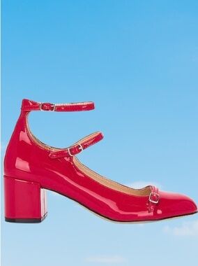 NIB Steve Madden Sabrina Red Patent Double Buckle Mary Jane Block Heel Shoes